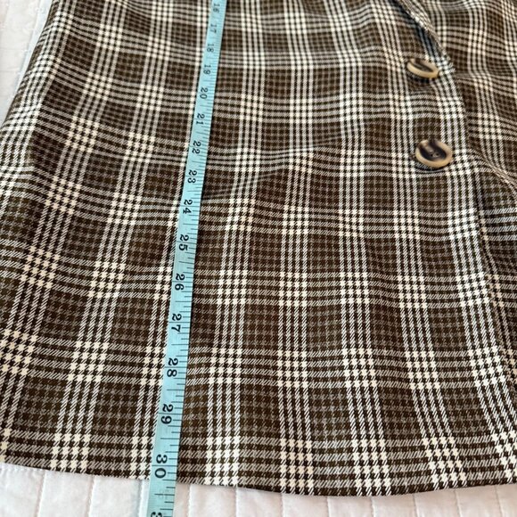 Urban Threads Womens Plaid Blazer Jacket Brown/White S - Picture 9 of 10
